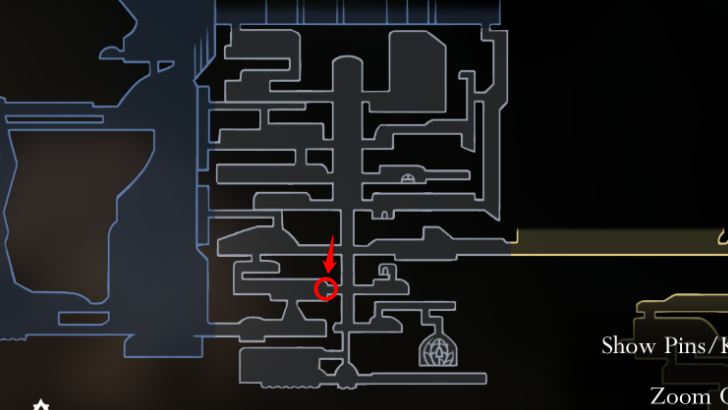 Map showing First Sinner boss chamber Key of Apostate door in The Slab