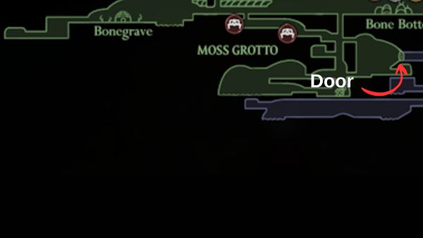 Moss Grotto Needolin door location below Bone Bottom leading to Weavenest Atla