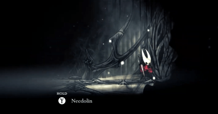 Needolin tutorial showing button controls and usage in Silksong